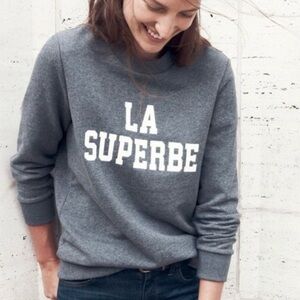 Madewell x Sezane LA SUPERBE Gray Crewneck Sweatshirt